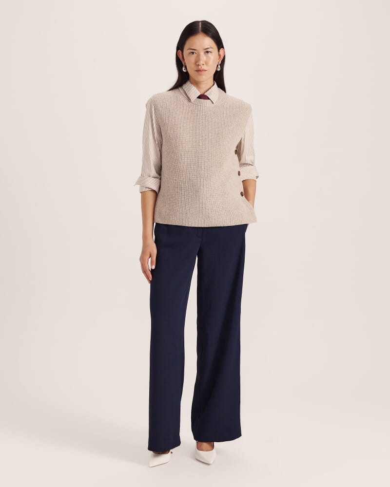 Nara Cashmere Blend Knit Vest in BISCUIT MELANGE