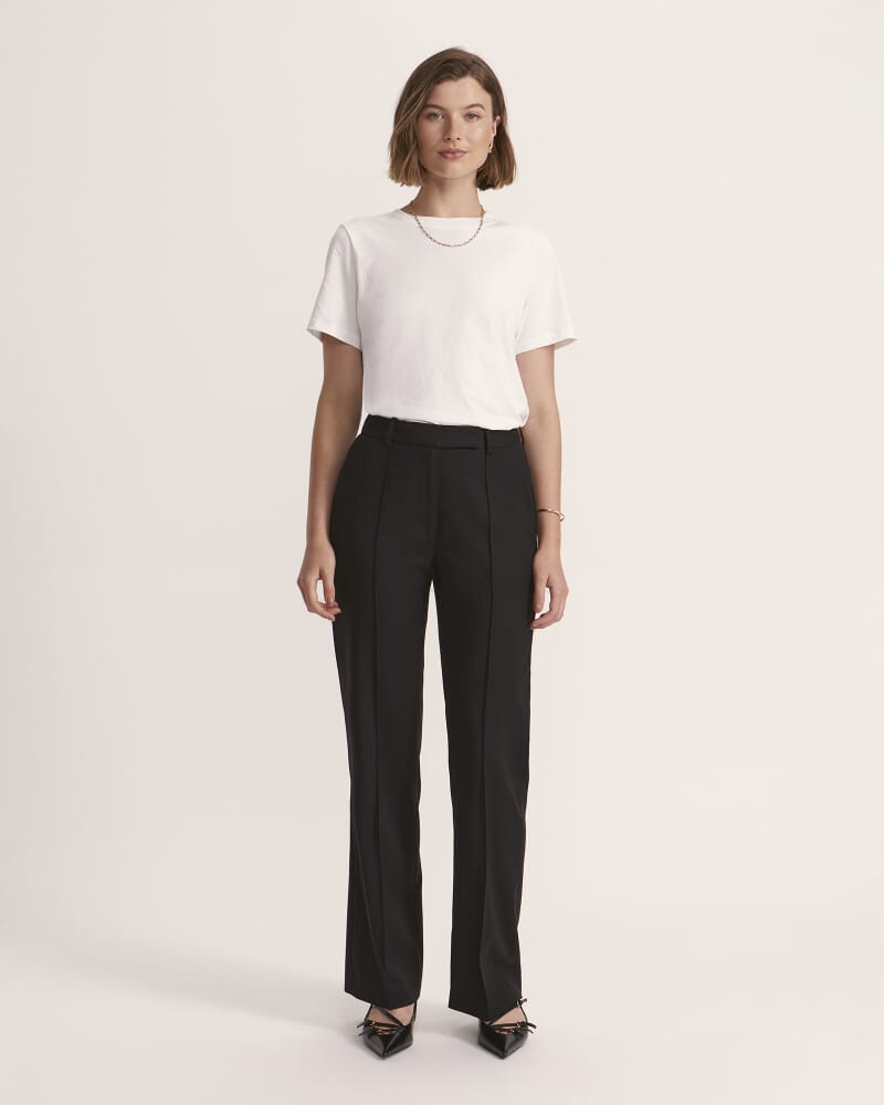 Celeste Wide Leg Wool Pant in BLACK