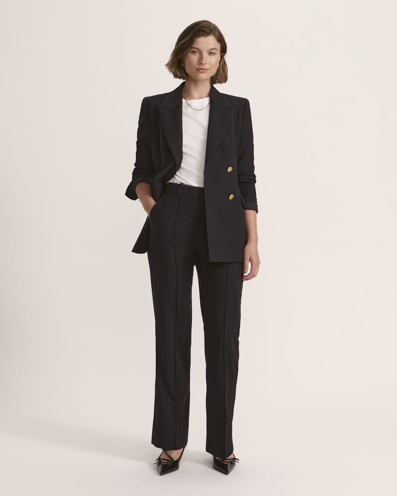 Celeste Wide Leg Wool Pant in BLACK