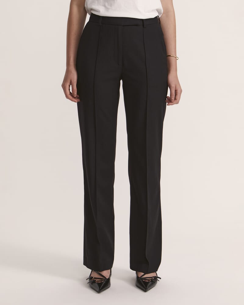 Celeste Wide Leg Wool Pant in BLACK