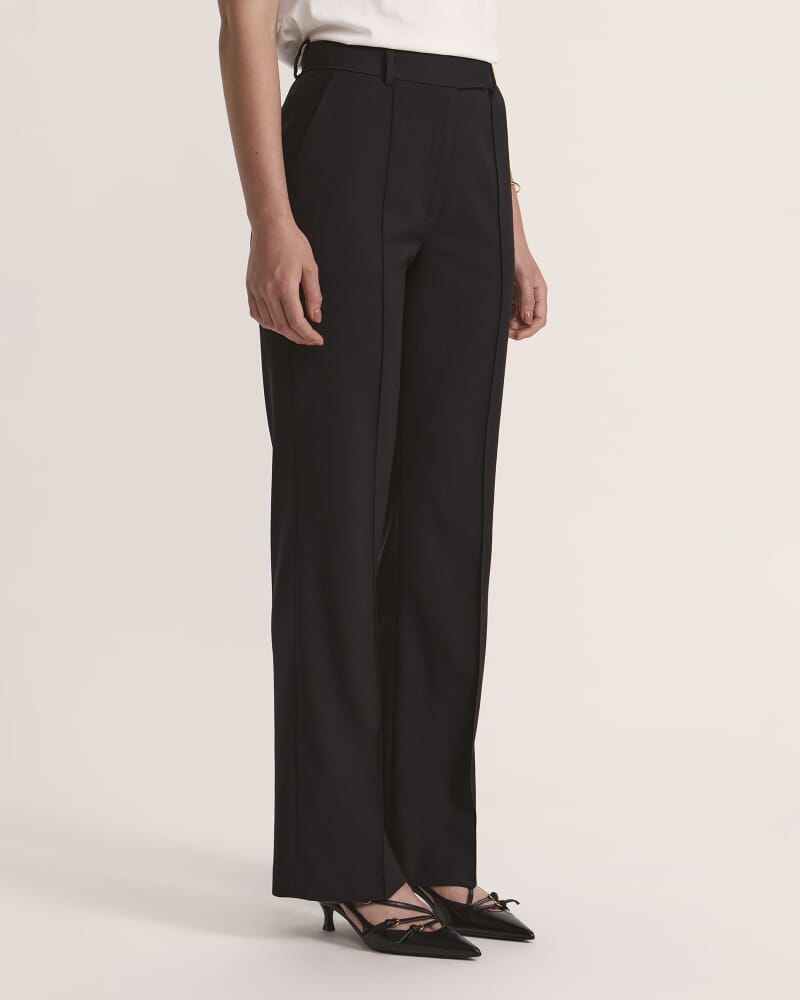 Celeste Wide Leg Wool Pant in BLACK