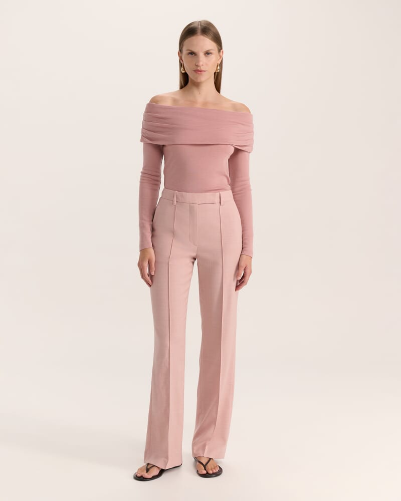 Celeste Wide Leg Wool Pant in PINK SALT