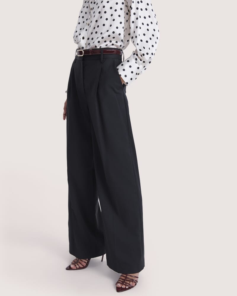 Suki Wide Leg Wool Pant in BLACK