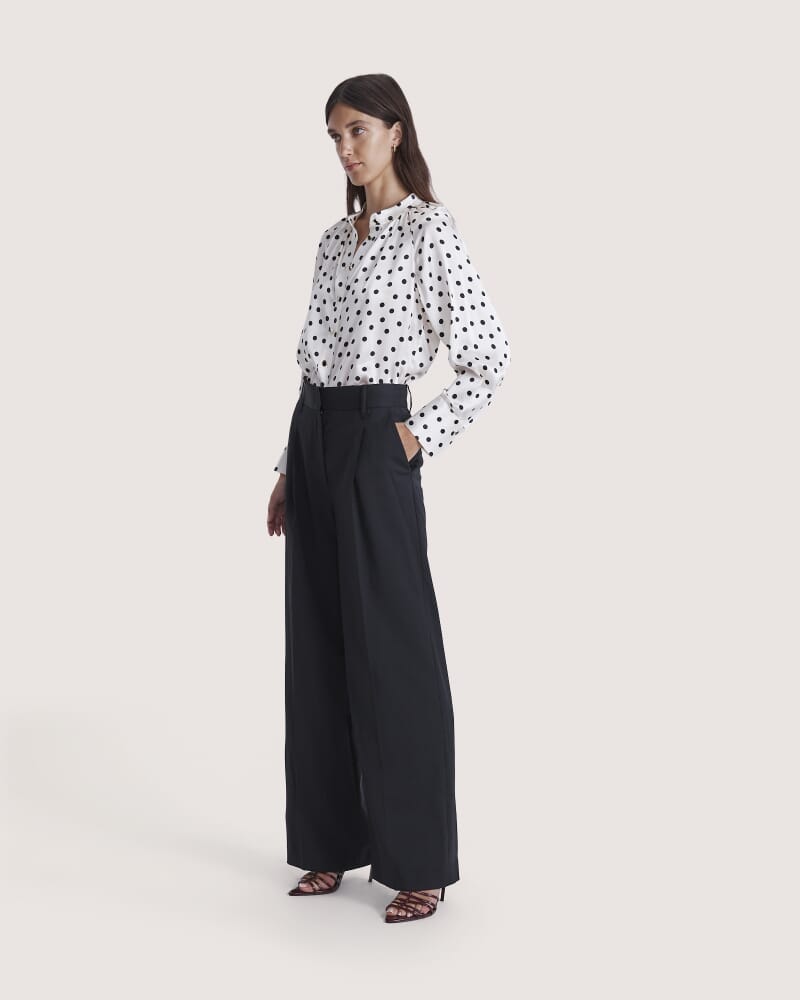 Suki Wide Leg Wool Pant in BLACK