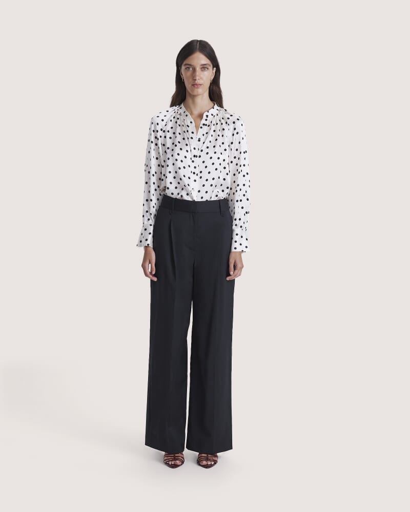 Suki Wide Leg Wool Pant in BLACK