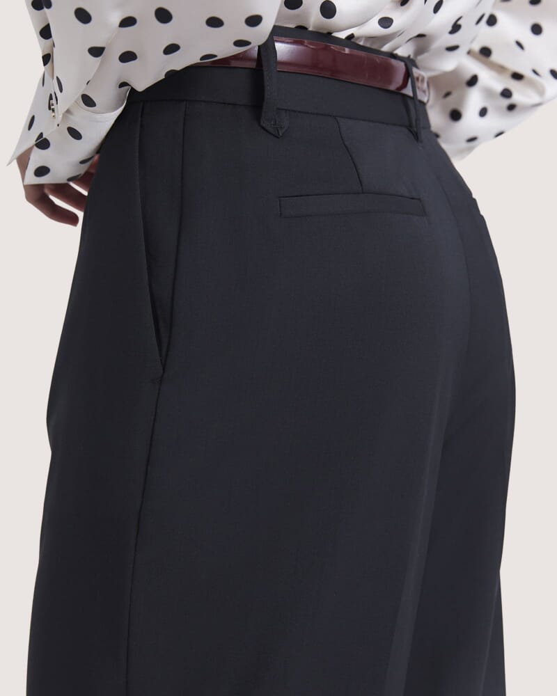 Suki Wide Leg Wool Pant in BLACK