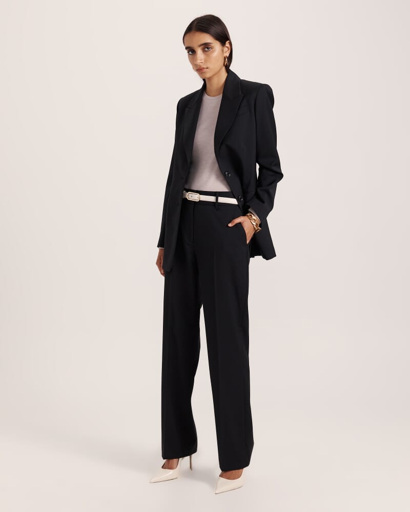 Suki Slim Leg Wool Pant in BLACK