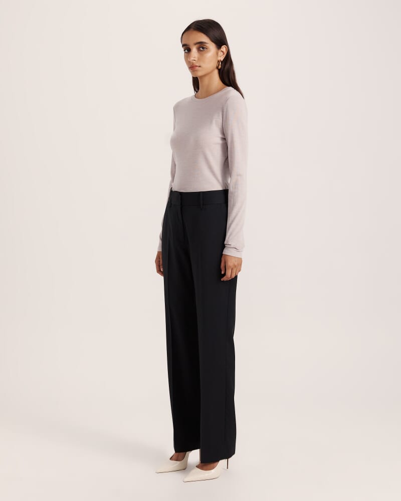 Suki Slim Leg Wool Pant in BLACK
