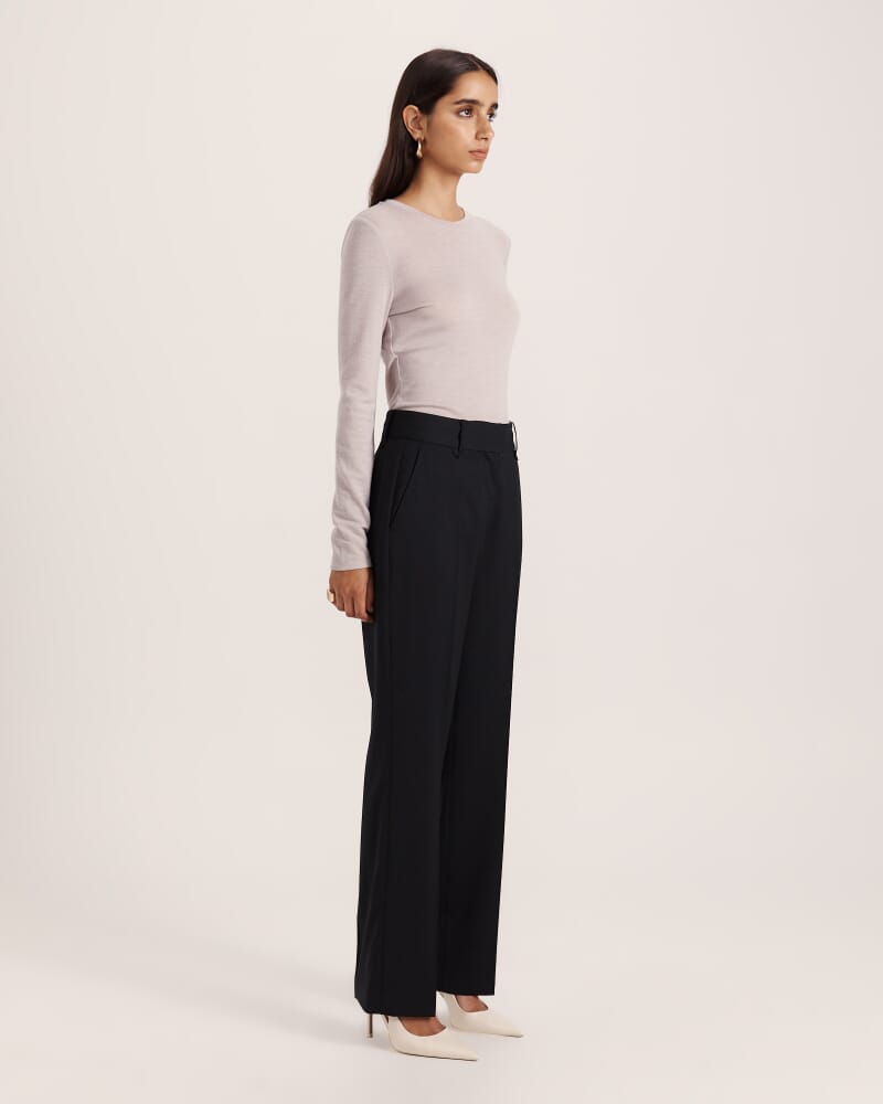Suki Slim Leg Wool Pant in BLACK