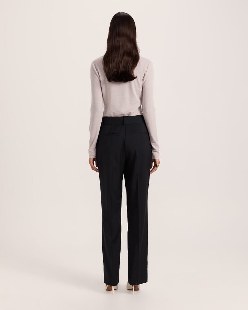 Suki Slim Leg Wool Pant in BLACK