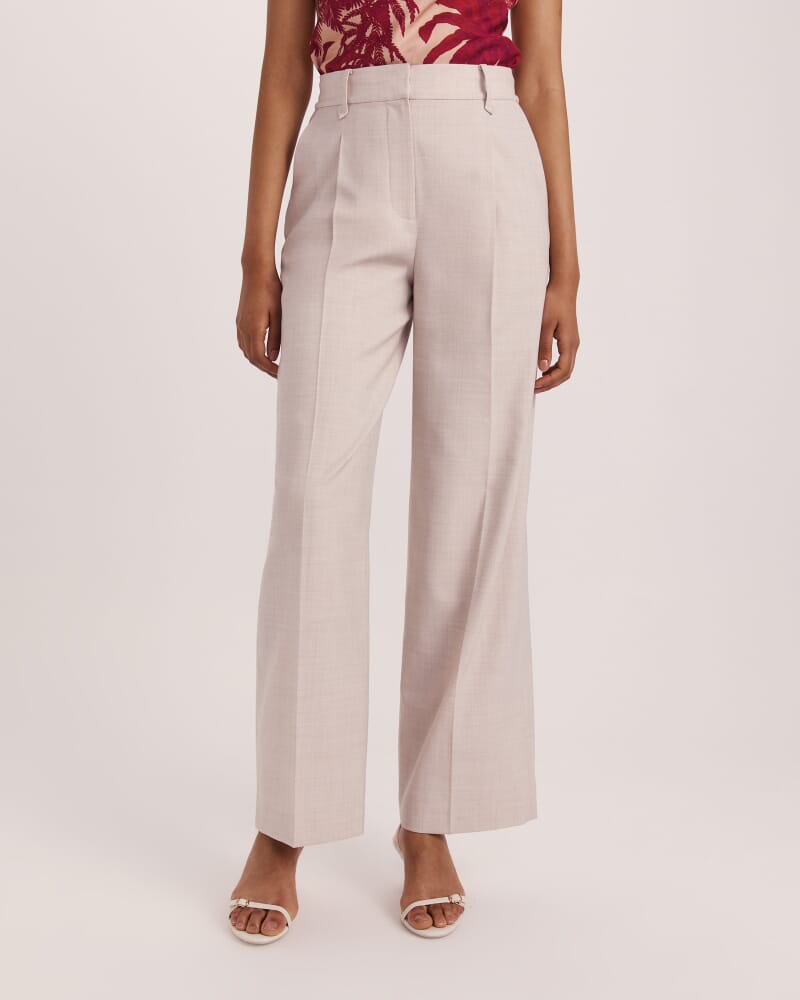 Celeste Wool Pleat Front Pant in OATMEAL MELANGE
