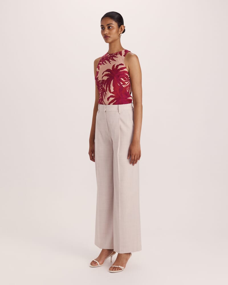 Celeste Wool Pleat Front Pant in OATMEAL MELANGE