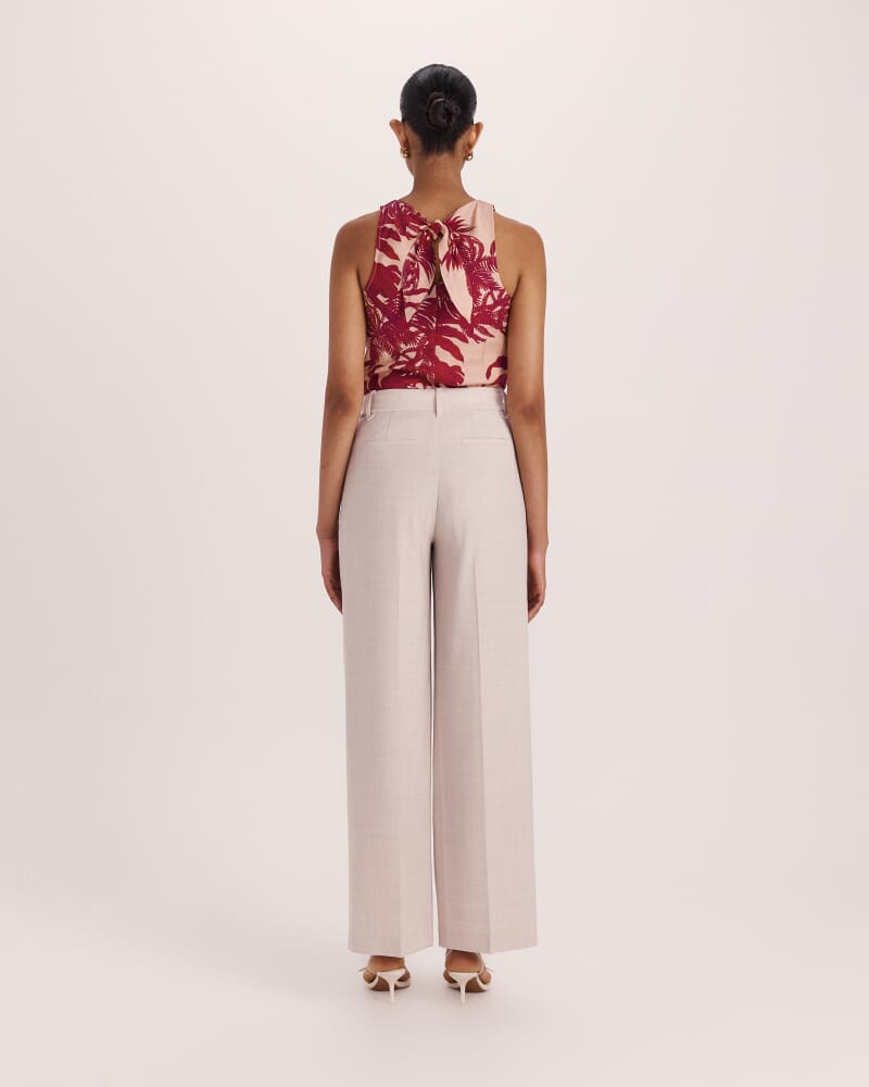 Celeste Wool Pleat Front Pant in OATMEAL MELANGE