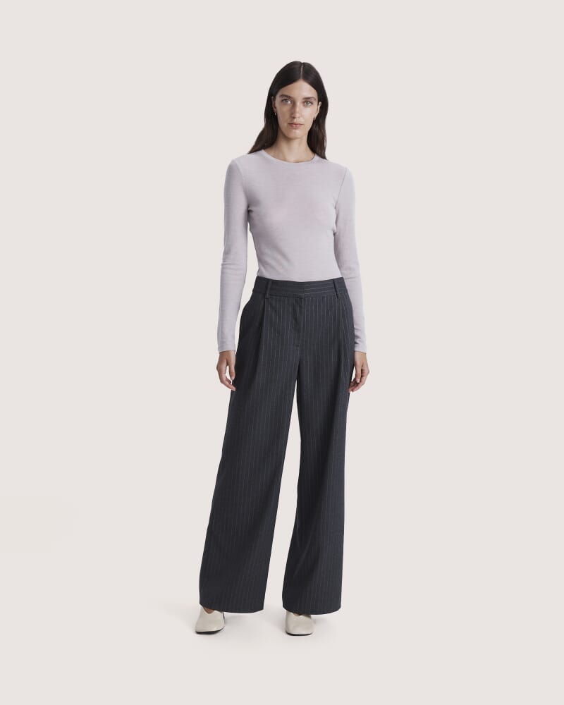 Bobbi Tailored Wide Leg Pant in CHARCOAL/IVORY