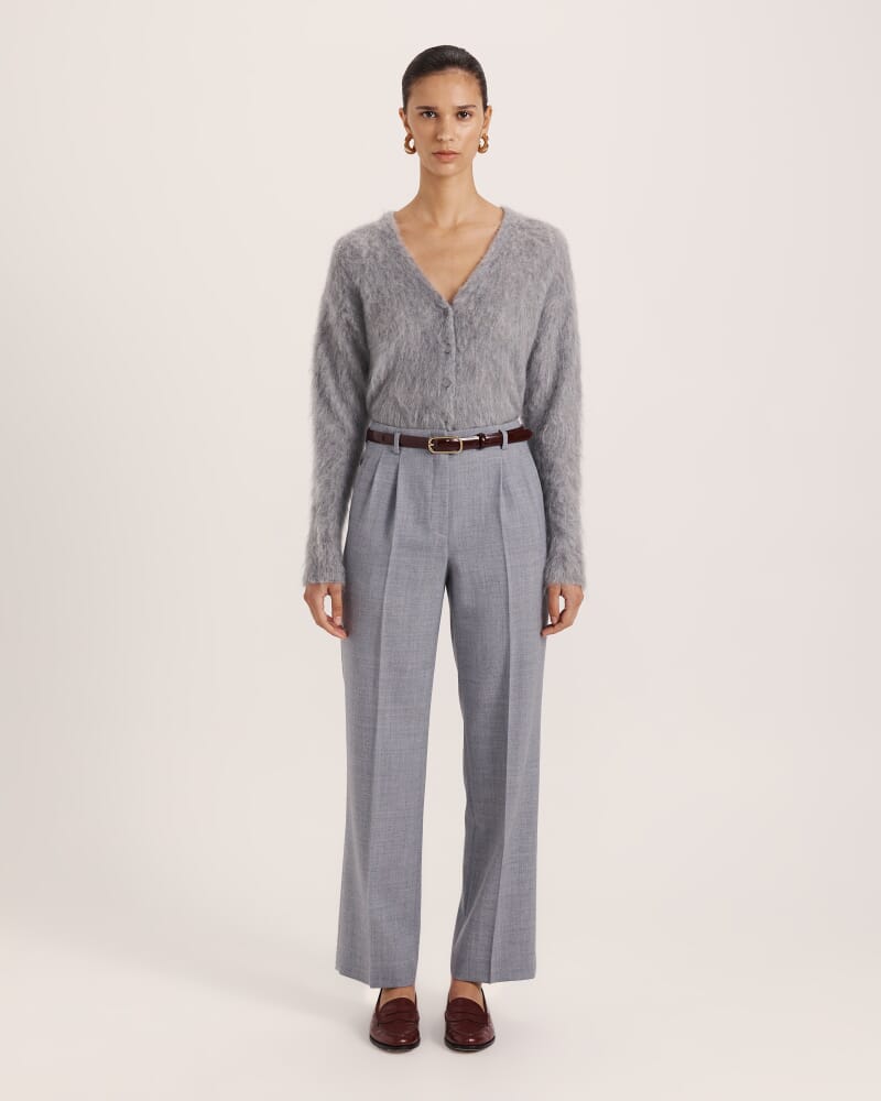 Jaimee Wool Pleat Front Pant in GREY MELANGE