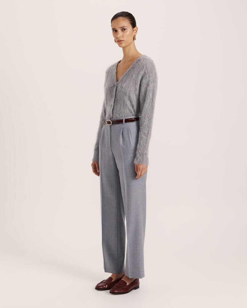 Jaimee Wool Pleat Front Pant in GREY MELANGE