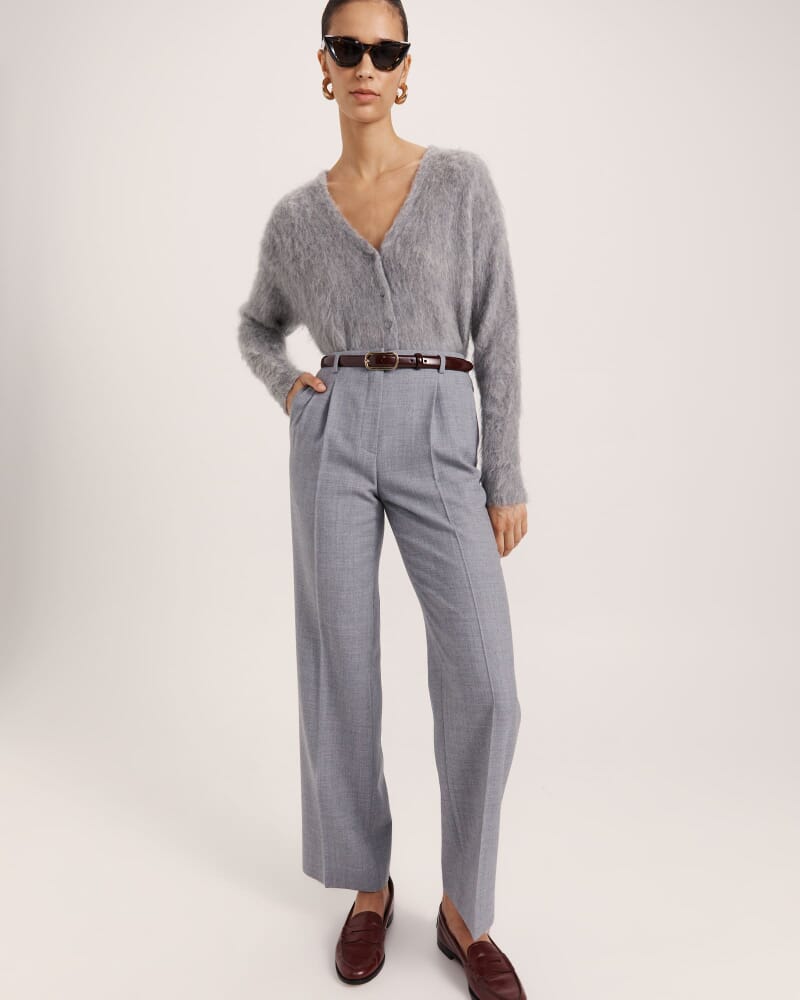 Jaimee Wool Pleat Front Pant in GREY MELANGE