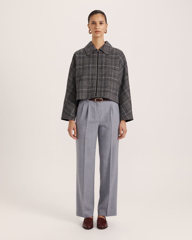 Jaimee Wool Pleat Front Pant in GREY MELANGE