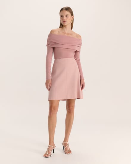 Celeste Wool Flippy Mini Skirt in PINK SALT