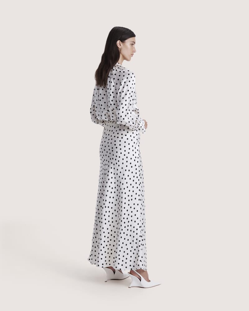 Presley Silk Midi Skirt in IVORY/BLACK