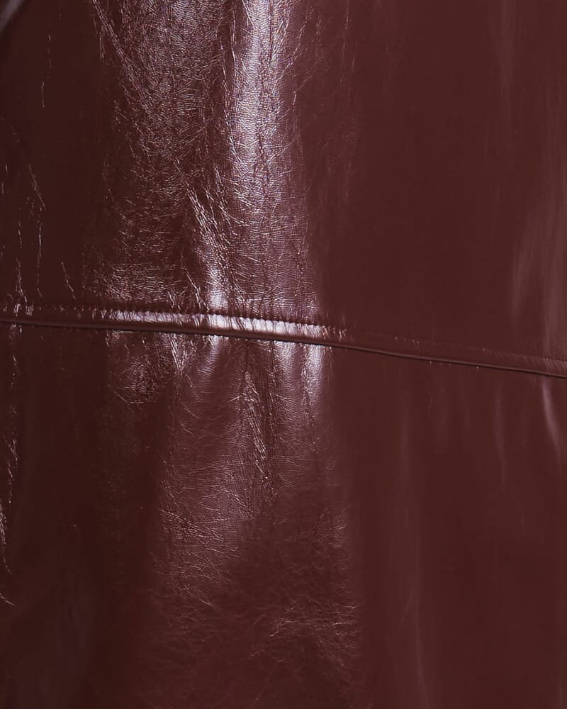 Penelope Patent Midi Skirt in VINO