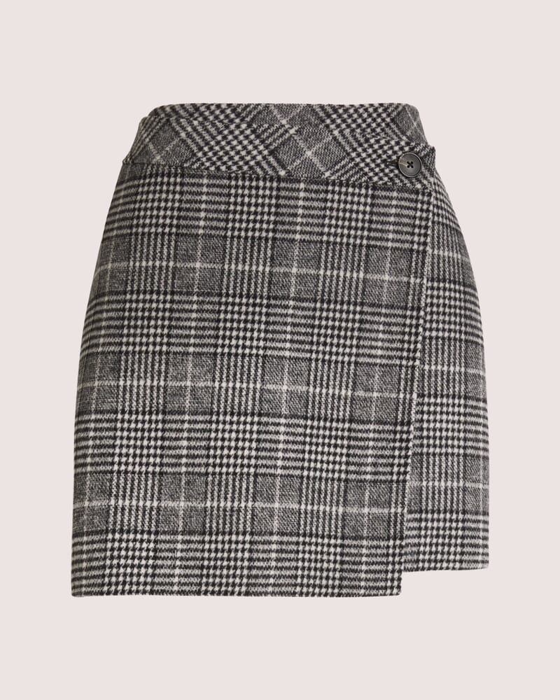 Perri Wrap Mini Skirt in CHECK