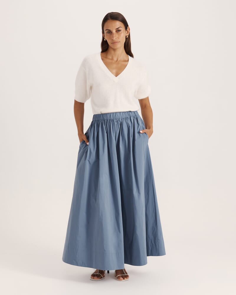 Belle Midi Skirt in BLUESTONE
