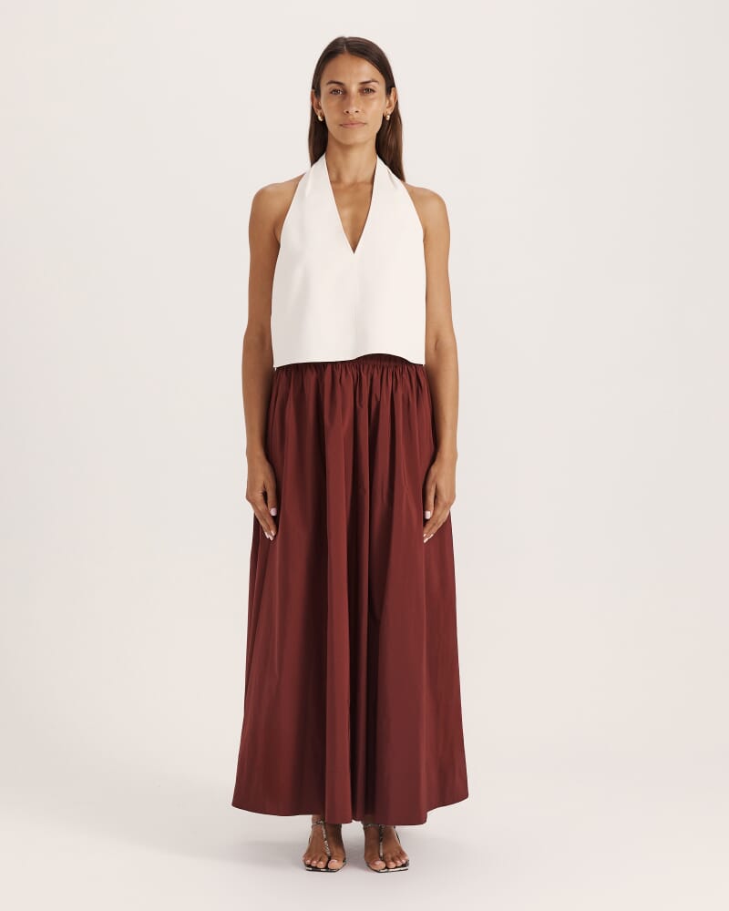 Belle Midi Skirt in MERLOT