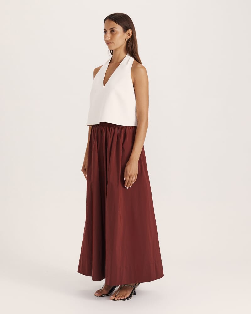 Belle Midi Skirt in MERLOT