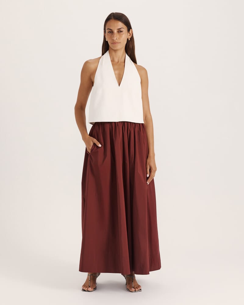 Belle Midi Skirt in MERLOT