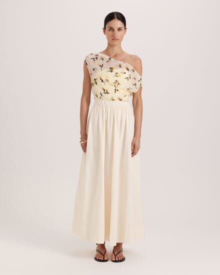 Belle Midi Skirt in VANILLA