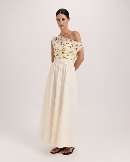 Belle Midi Skirt in VANILLA