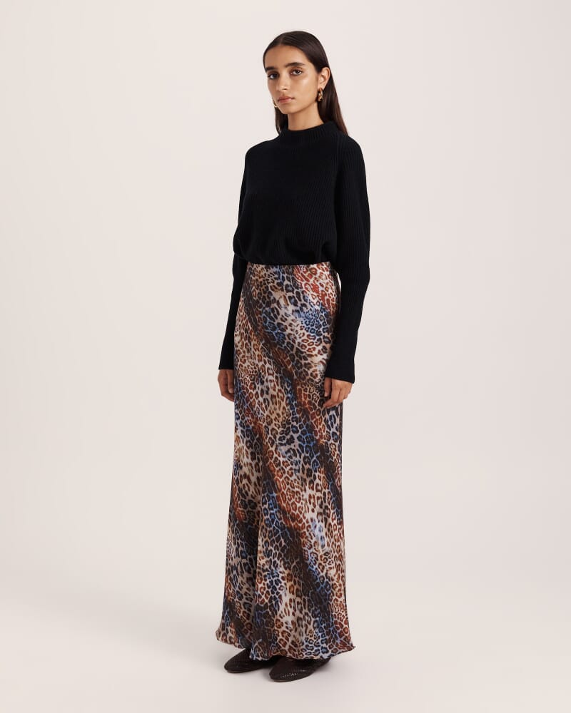 Malia Silk Midi Skirt in MULTI