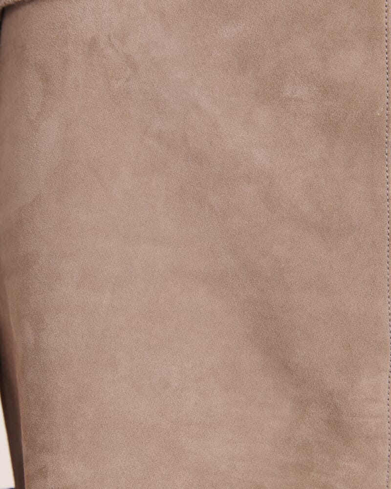 Nadia Suede Leather Midi Skirt in MINK