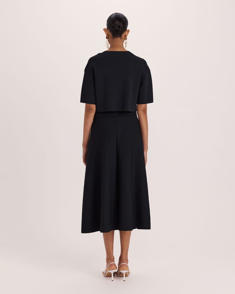 Mia Milano Knit Flared Skirt in BLACK