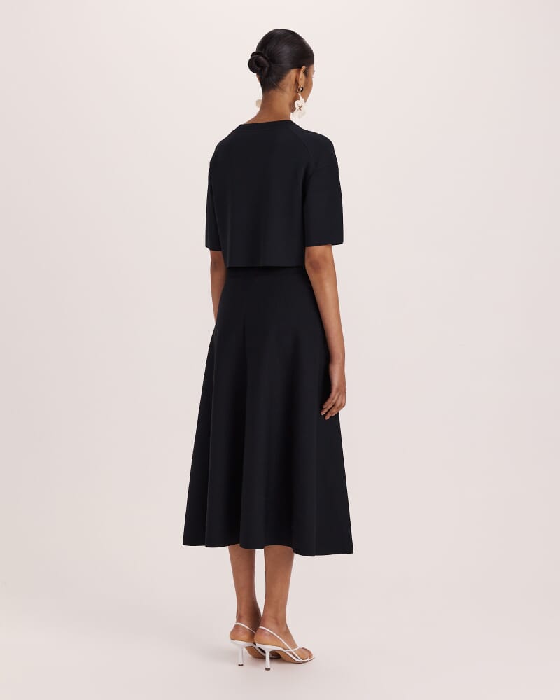 Mia Milano Knit Flared Skirt in BLACK