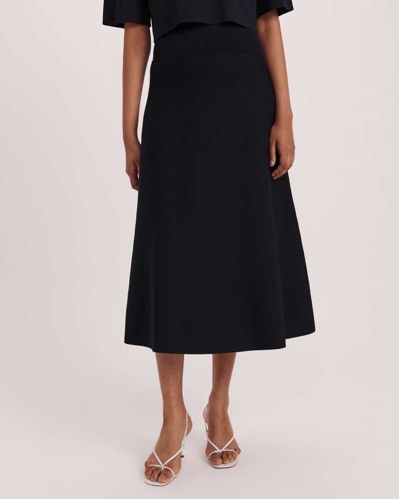 Mia Milano Knit Flared Skirt in BLACK