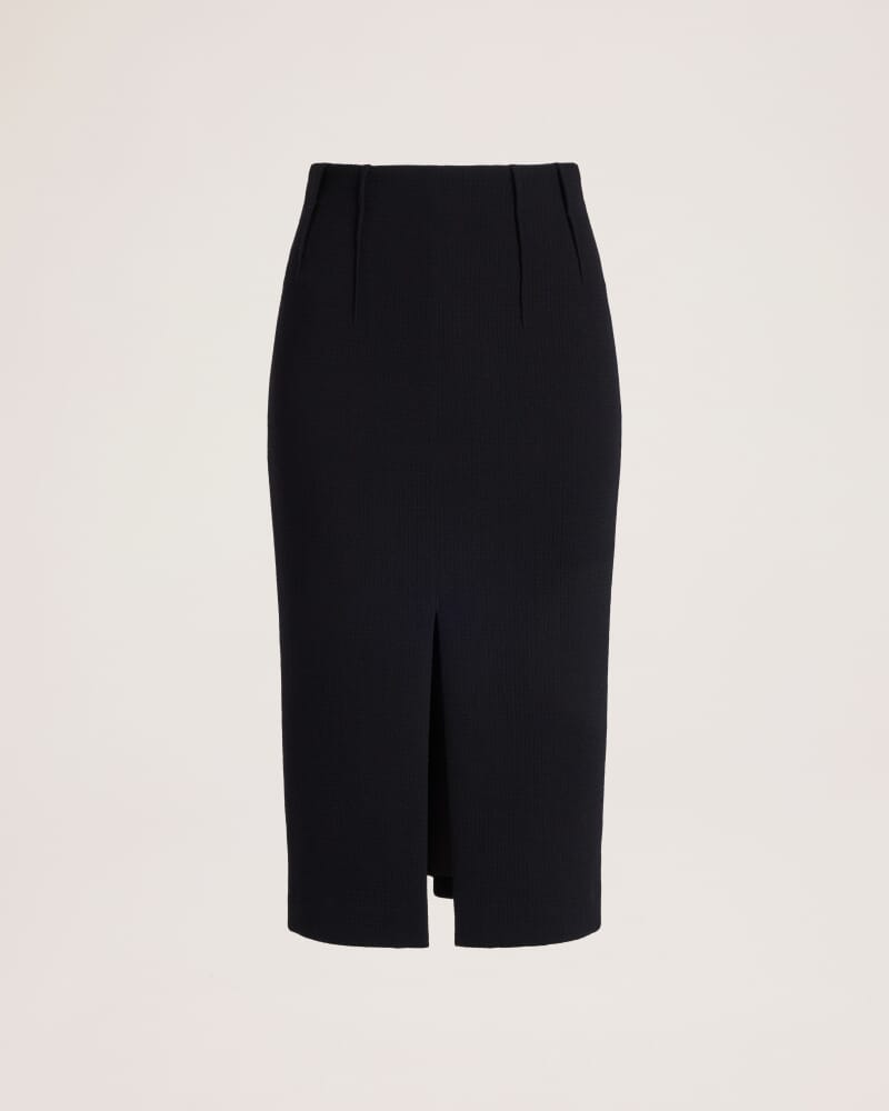 Raya Wool Crepe Pencil Skirt in BLACK