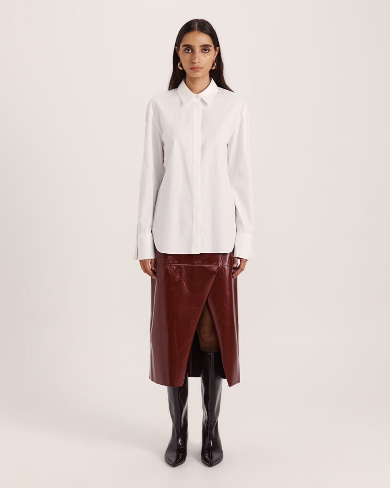 Gina Button Long Sleeve Shirt in WHITE