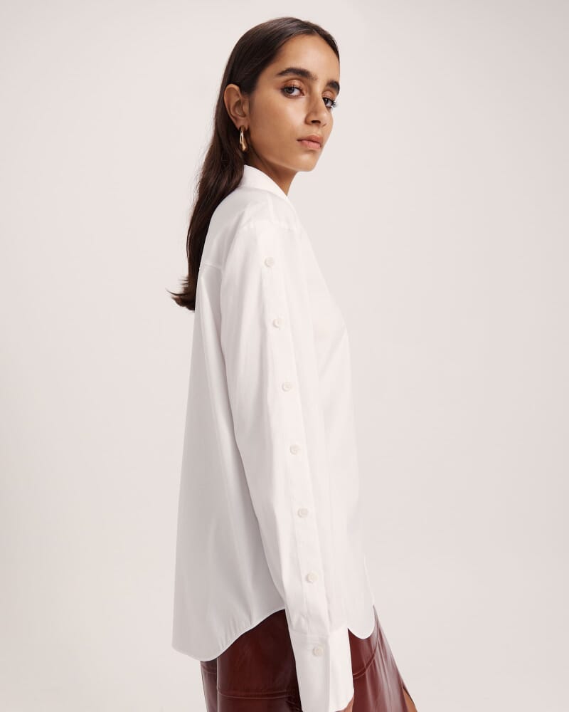 Gina Button Long Sleeve Shirt in WHITE