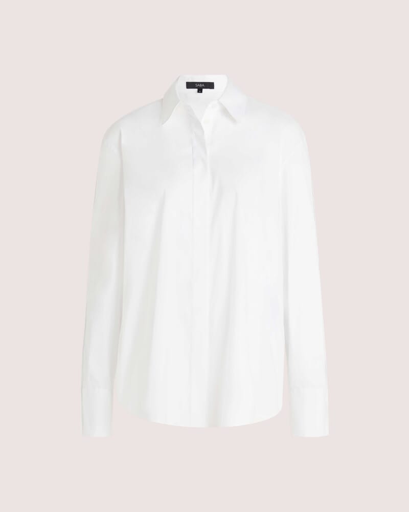 Gina Button Long Sleeve Shirt in WHITE