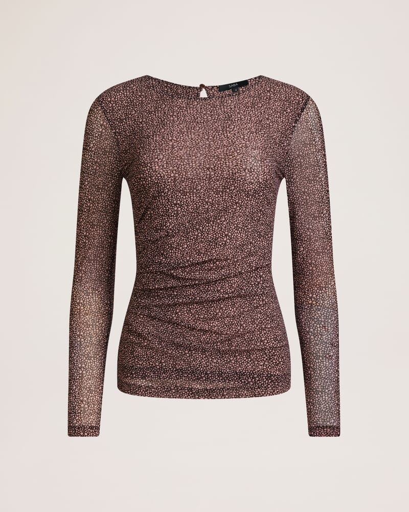 Ohio High Neck Long Sleeve Mesh Top in MULTI