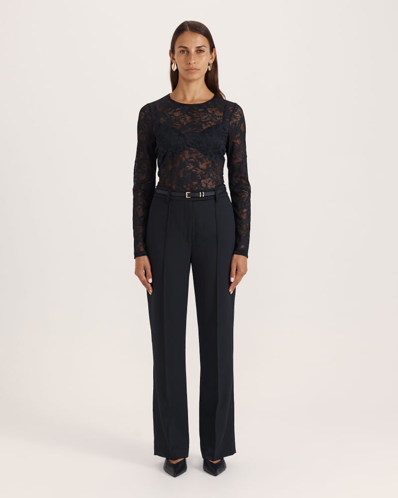 Stella Long Sleeve Lace Top in BLACK