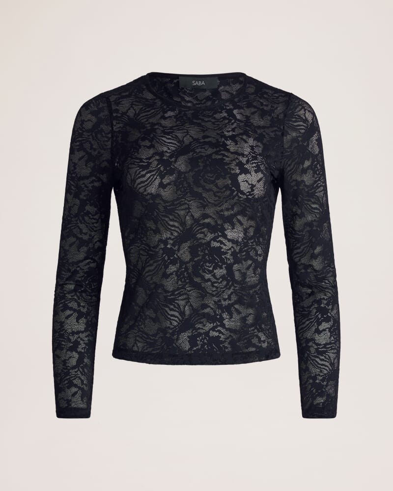 Stella Long Sleeve Lace Top in BLACK