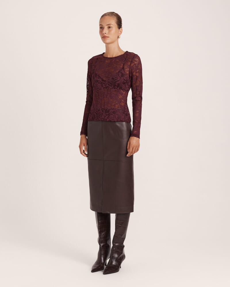 Stella Long Sleeve Lace Top in SHIRAZ
