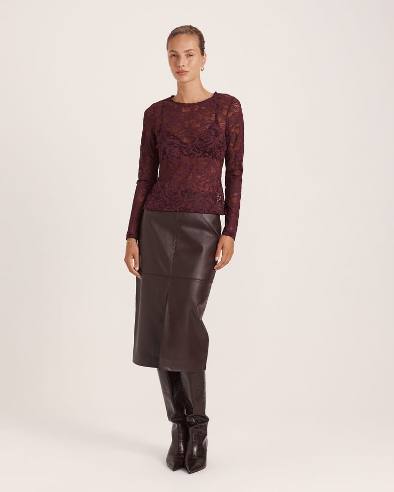 Stella Long Sleeve Lace Top in SHIRAZ