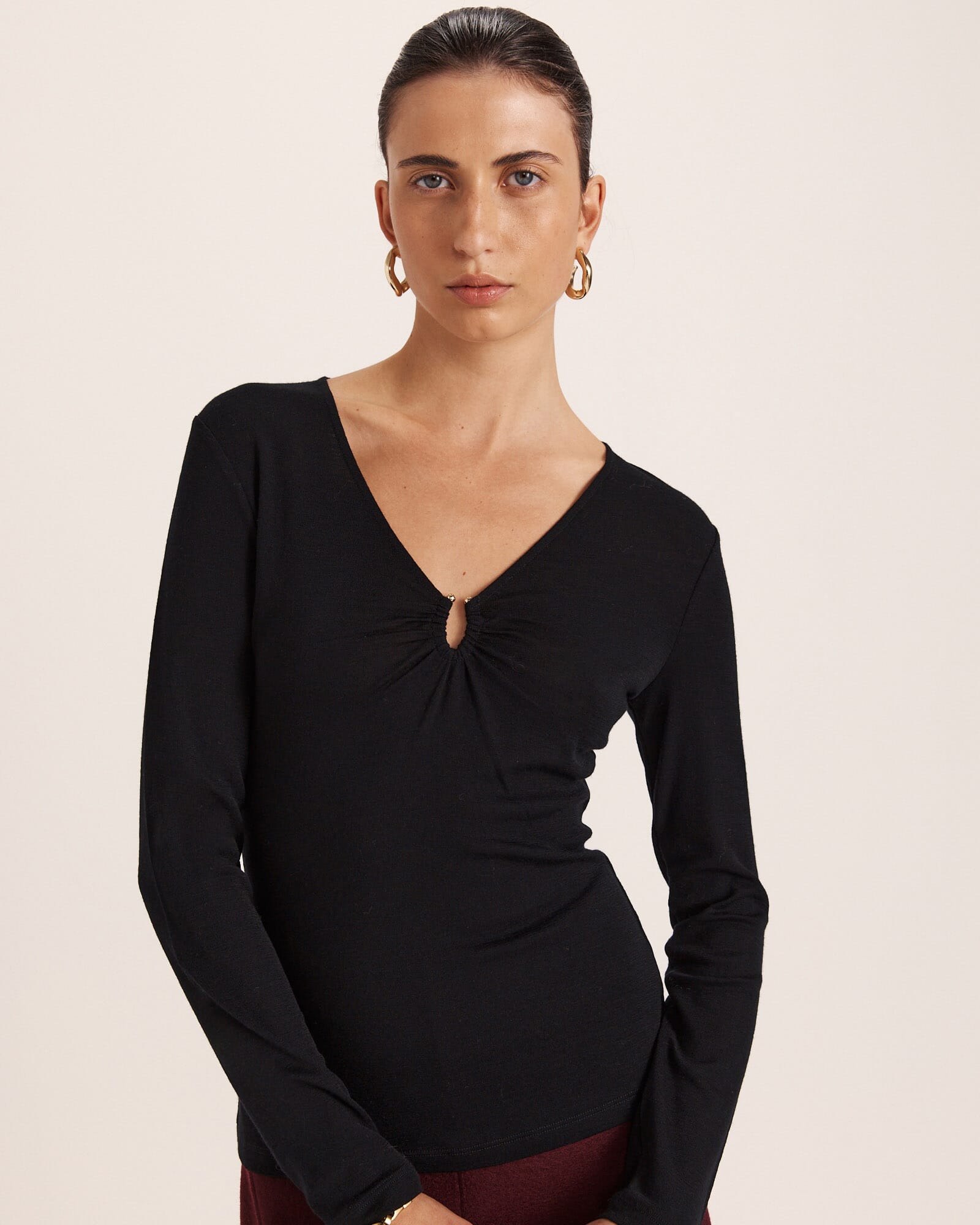 Coco Wool Ruched Long Sleeve Top