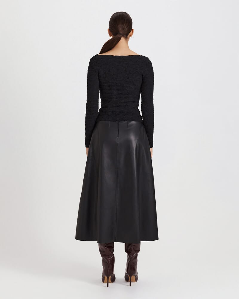 Luna Textured Long Sleeve Top in BLACK