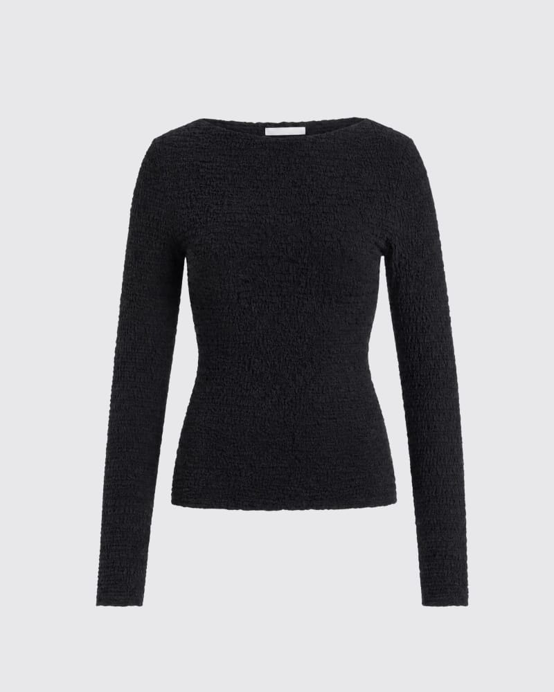 Luna Textured Long Sleeve Top in BLACK