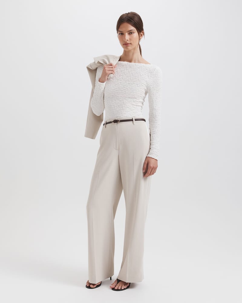 Luna Textured Long Sleeve Top in WHITE